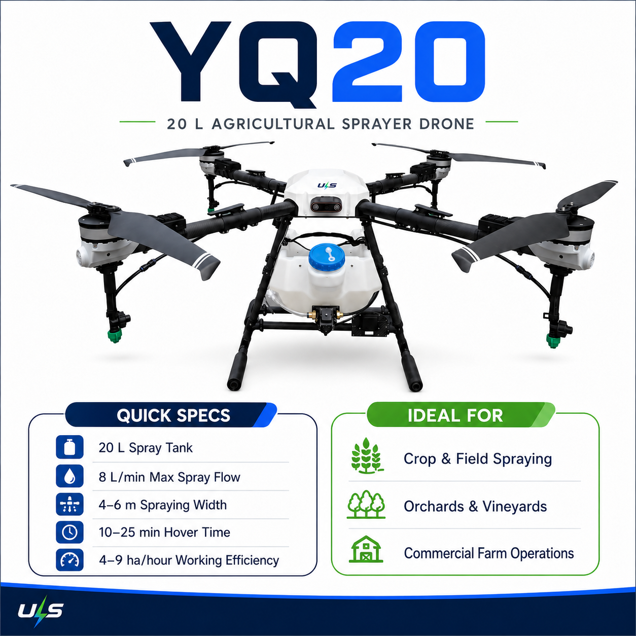 ULS YQ20 Agriculture Sprayer Drone | Precision Crop Spraying UAV
