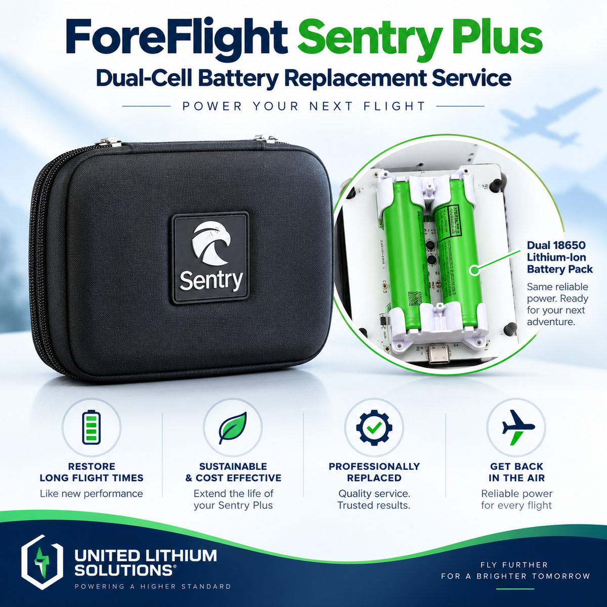 ULS Battery Revival™ for ForeFlight Sentry | Battery Cell Replacement Service